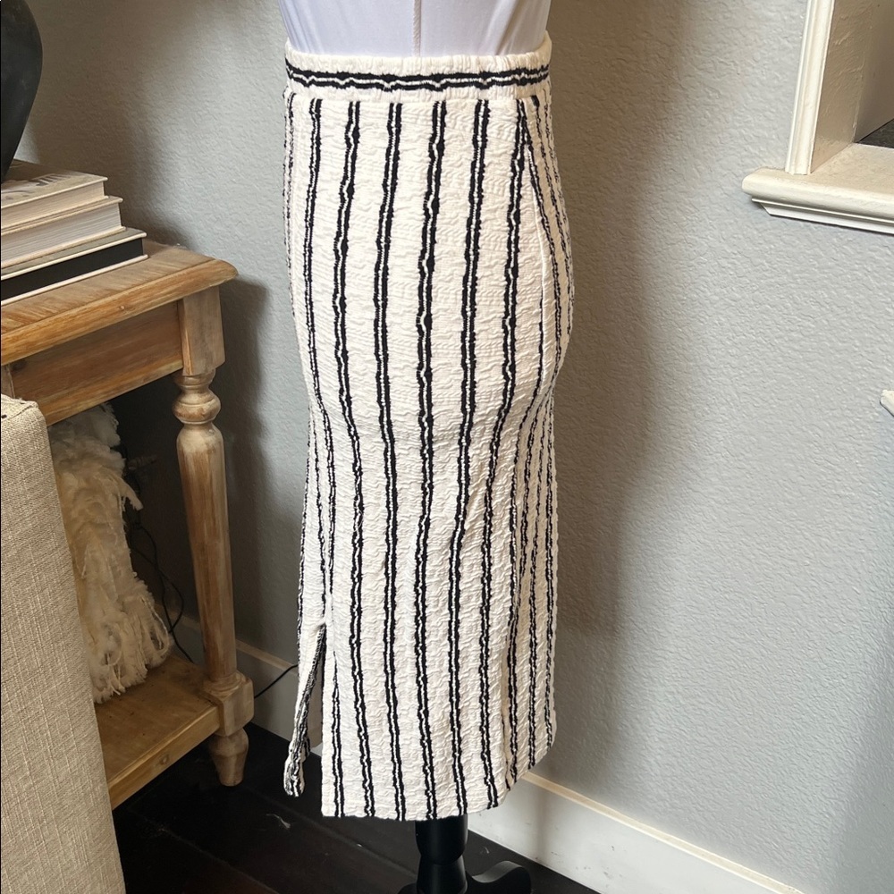 Anthropologie Maeve Black and White Striped Pencil Knee Length Skirt Size XS - Picture 2 of 6